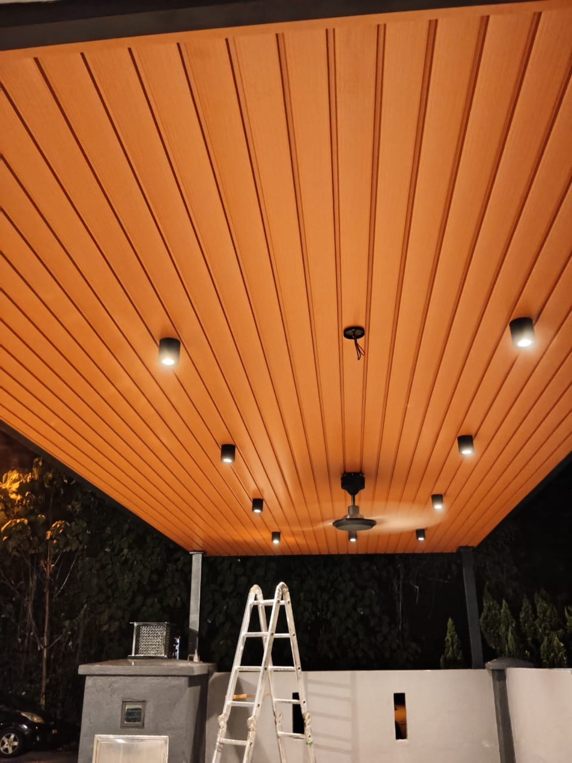 Porch ceiling and metal frame